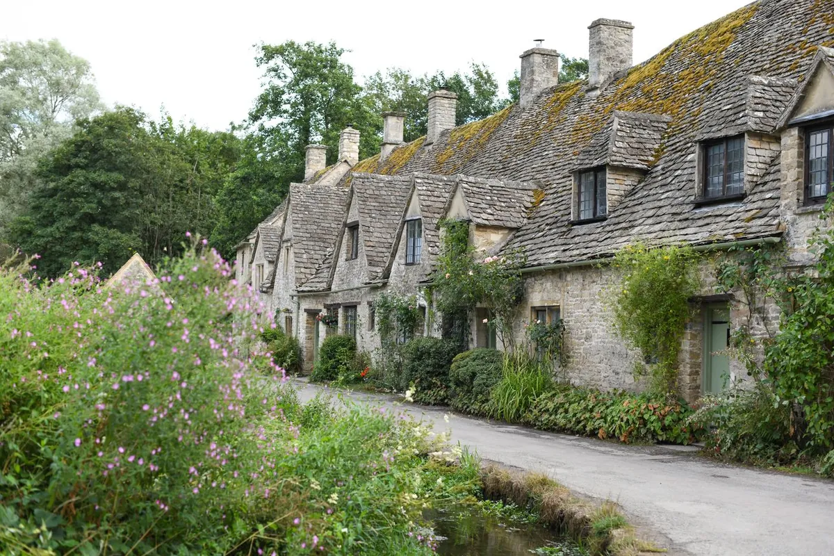 Traditional stone cottages in an English village